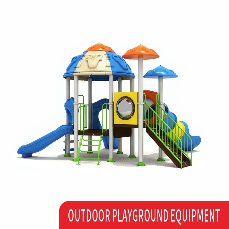 EN71 Kids Outdoor Playground Plastic Slides Galvanized Pipe